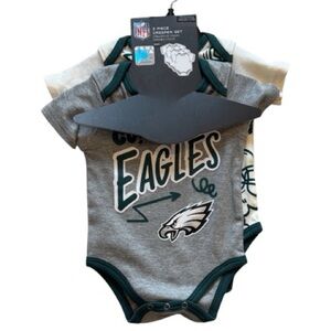 NFL Eagles infant Bodysuit Set - Gray and Cream